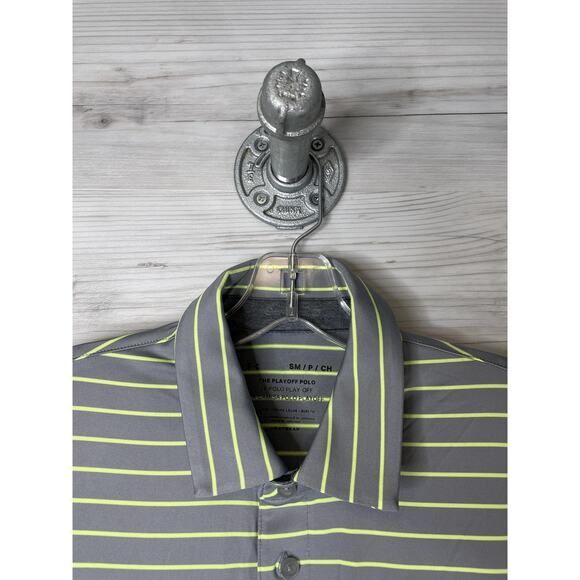 Under Armour Shirt Mens Small Gray Striped Playoff Polo HeatGear Golf 1351130 - Picture 2 of 11